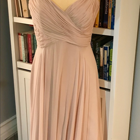 Gorgeous Blush Chiffon Off Shoulder Dress - Picture 2 of 5